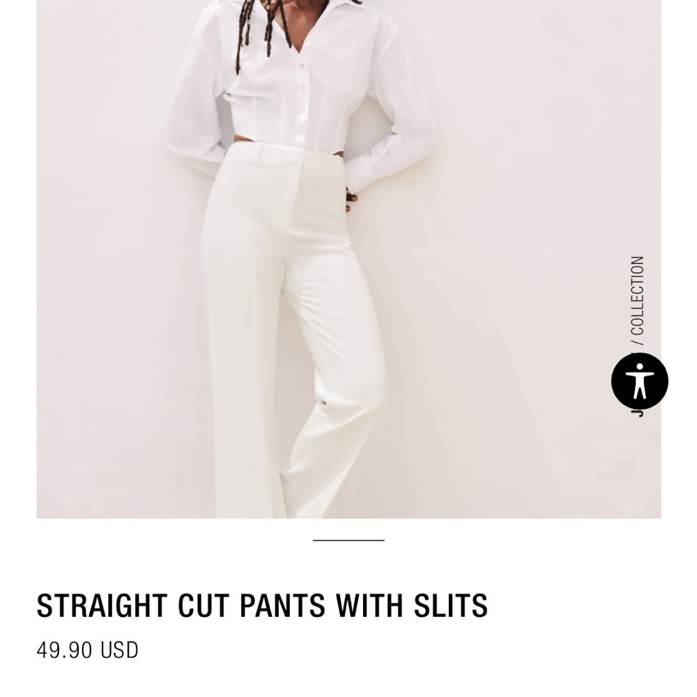 Zara STRAIGHT CUT PANTS WITH SLITS NWT Large